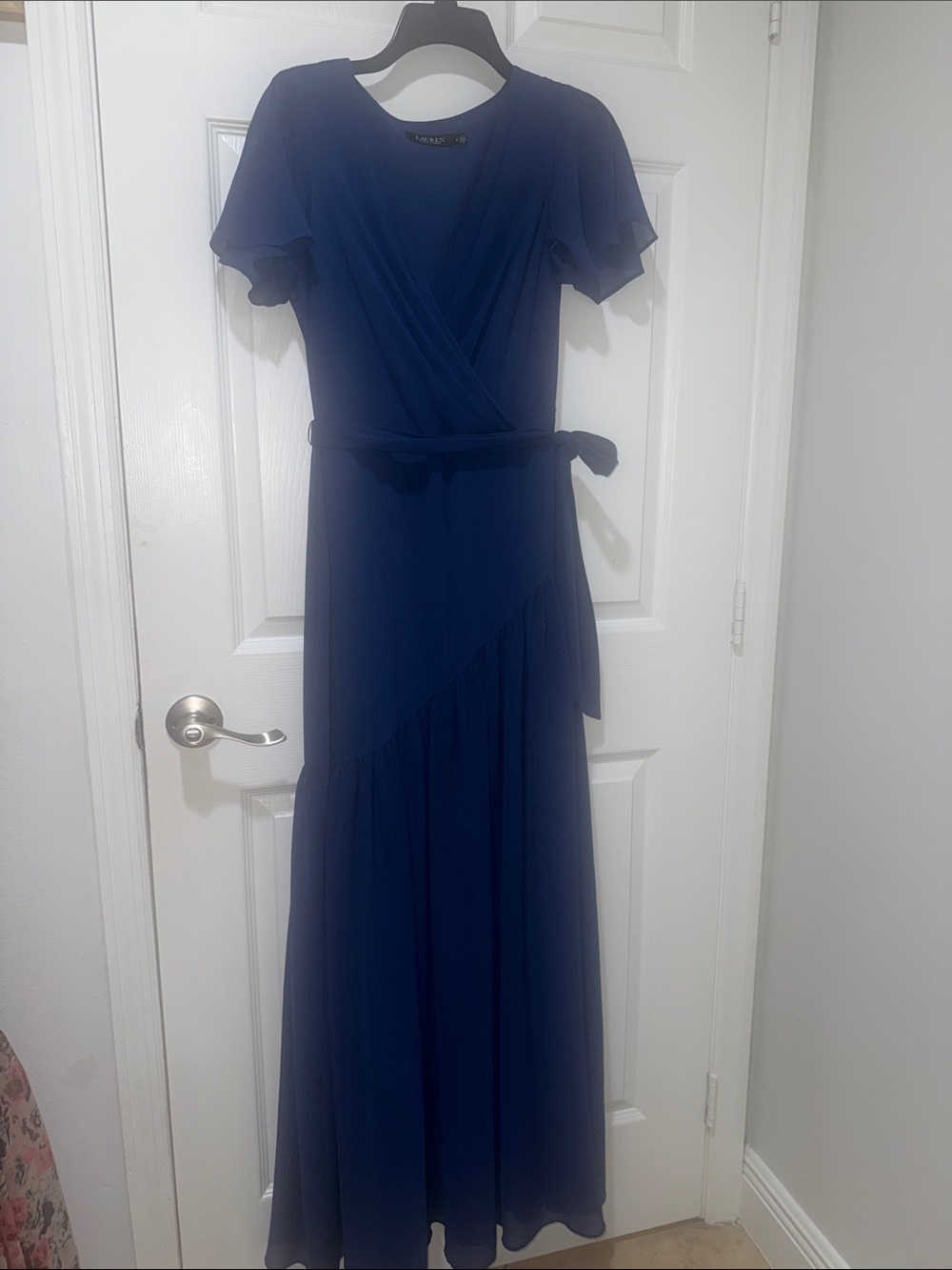 Polo by Ralph Lauren Royal Blue Wrap Maxi Dress with Tie Waist